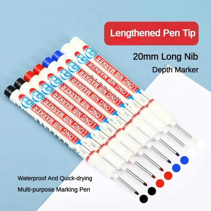 12/120 PCS/Set 20mm Deep Hole Long Nib Head Marker For Metal Perforating Pen Waterproof Woodworking Art Supplies Stationery