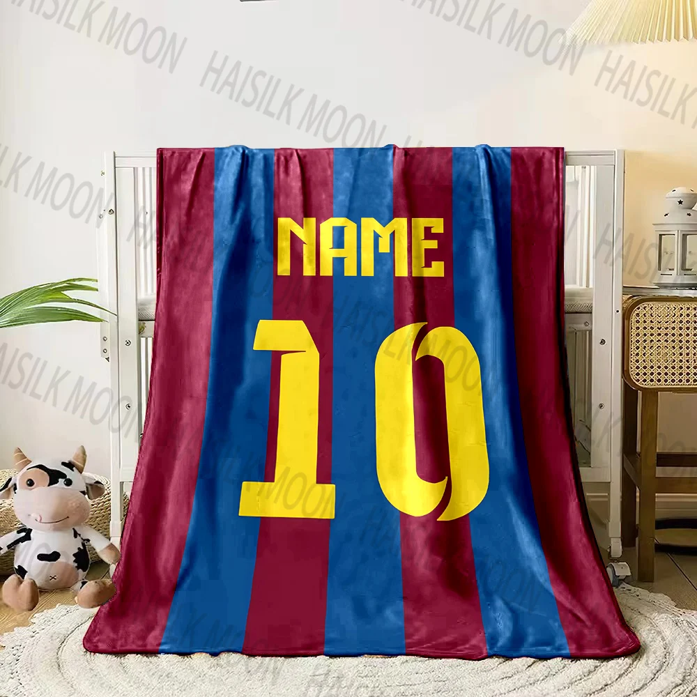 (Memo U Name)1PC Custom Name Personalized Blanket Football Jersey Printed for Sofa Bed Cover Blanket Suitable for Holiday Gifts