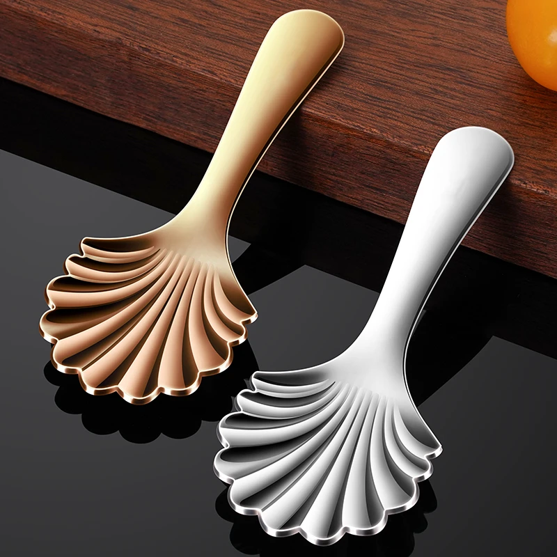 

LFGB Certificate 304 Stainless Steel Dessert Spoon Cute Flower Shape Pudding Ladle Mousse Cake Ice Cream Tool for Home Party