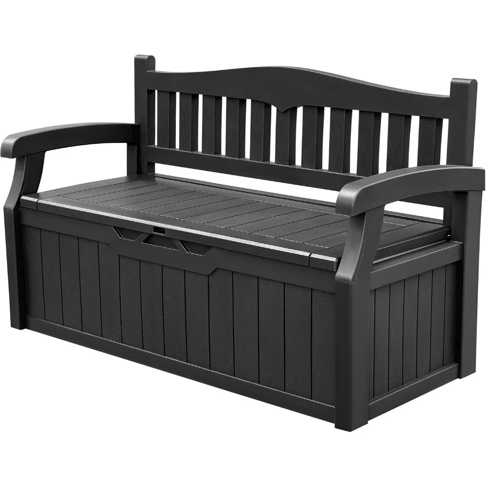 

80 Gallon Storage Bench Deck Box Lockable for Patio Furniture, Garden Decor and Outdoor Seating for Cushions, Garden Tools