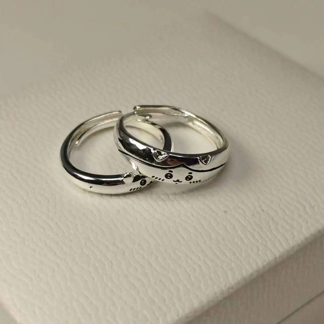 Chii Little Eight Ring Chii Kawa Minimalist Cartoon Niche Opening Cute Hand Drawn Graffiti Couple's Versatile Rings