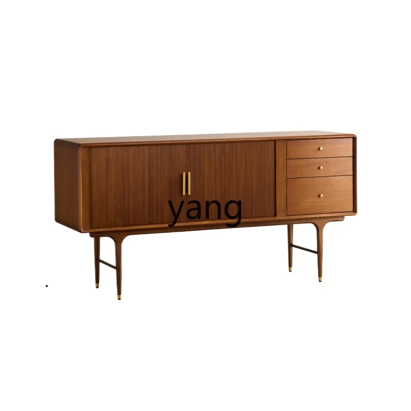 LH solid wood dining side cabinet modern simple medieval retro walnut tea cabinet