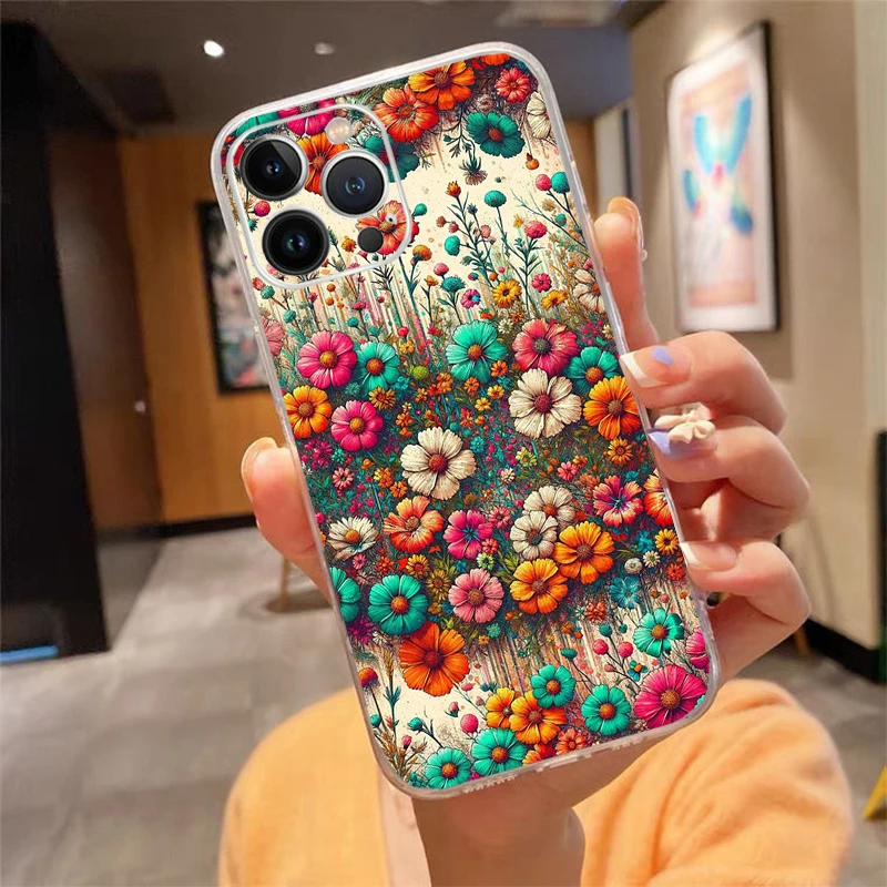 

Flower Aesthetic Phone Case For iphone 17 Pro Max Air 16 15 14 13 Pro Max 15 16 Pro 15Plus