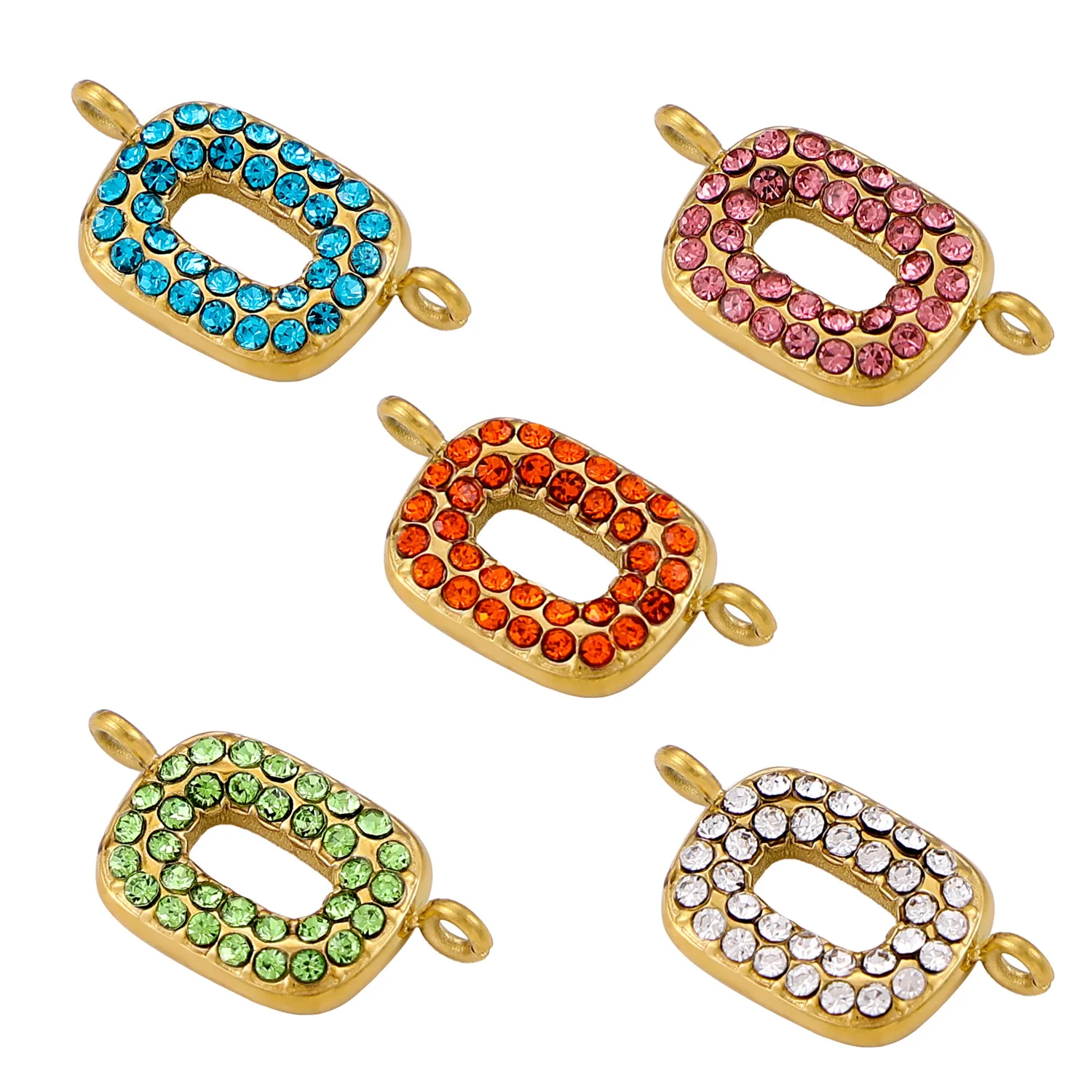 1 قطعة الفولاذ المقاوم للصدأ زركونيا الحب الملاك الجناح ثقب مزدوج موصل Charms مستطيل قلادة ل عقد دي اي واي النتائج مجوهرات