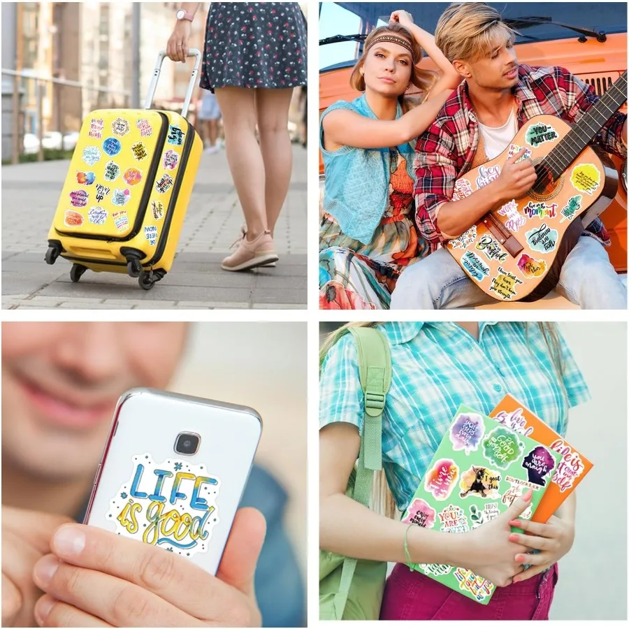 100 قطعة من ملصقات ملهمة تحفيزية من الفينيل المقاوم للماء مع اقتباسات تأكيد إيجابية للاستخدام الشخصي على Water Bot