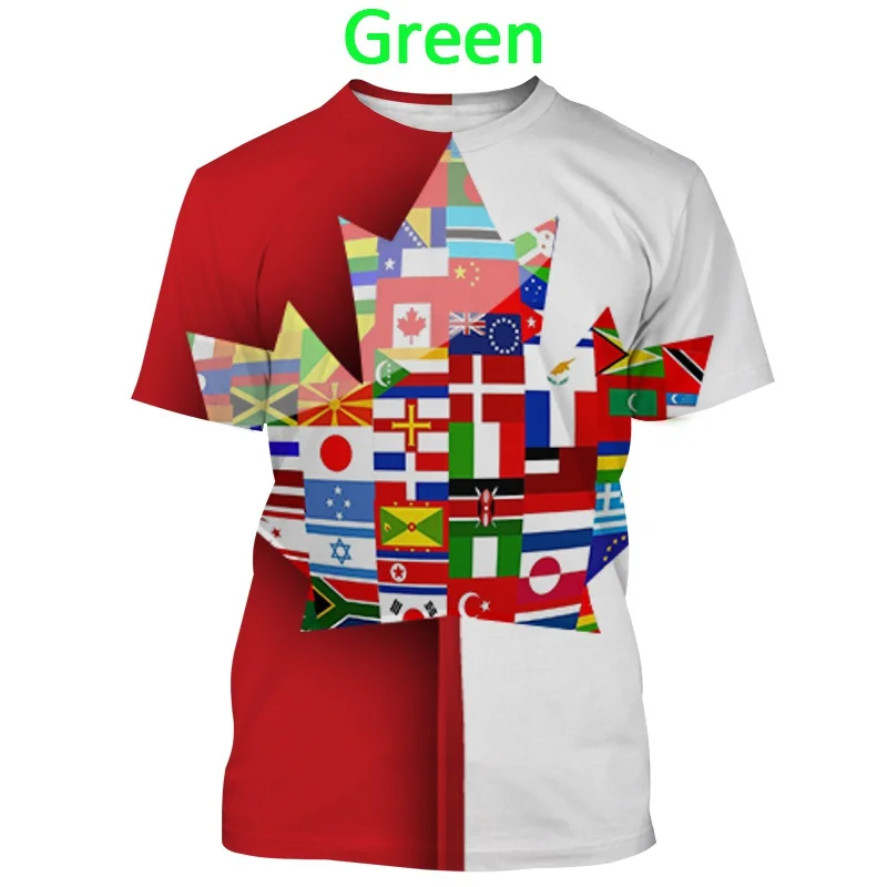 Canada Patriotic T-shirt 3D Printed  Summer Fashion Men and Women's Happy Canada Day Harajuku Short-sleeved O-neck Top