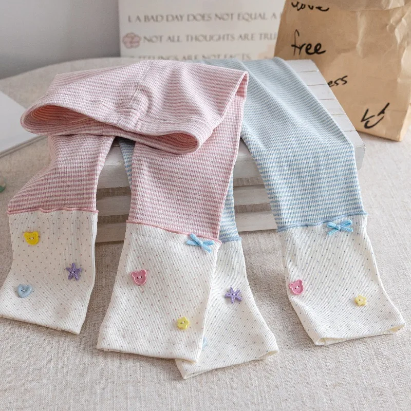 Girls Leggings 2026 Spring Autumn Princess Striped Splicing Pants for Kids Children Breathable Trousers Baby Bottom Clothing