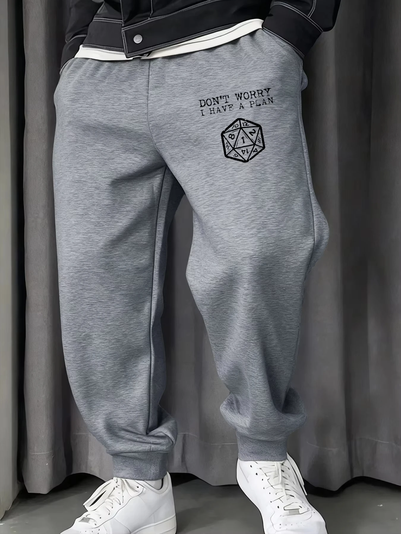 Don't Worry I Have A Plan Print Herren Sweatpant Herbst Basic Hose Warme elastische Taille Hose Jogger Kordelzug Unisex Hose