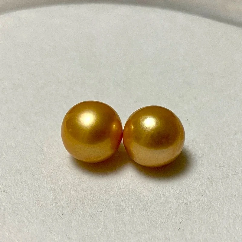 Pérolas douradas naturais genuínas de 11-12 mm, sem furo, kit de fabricação de joias DIY para pingente, brincos, anel