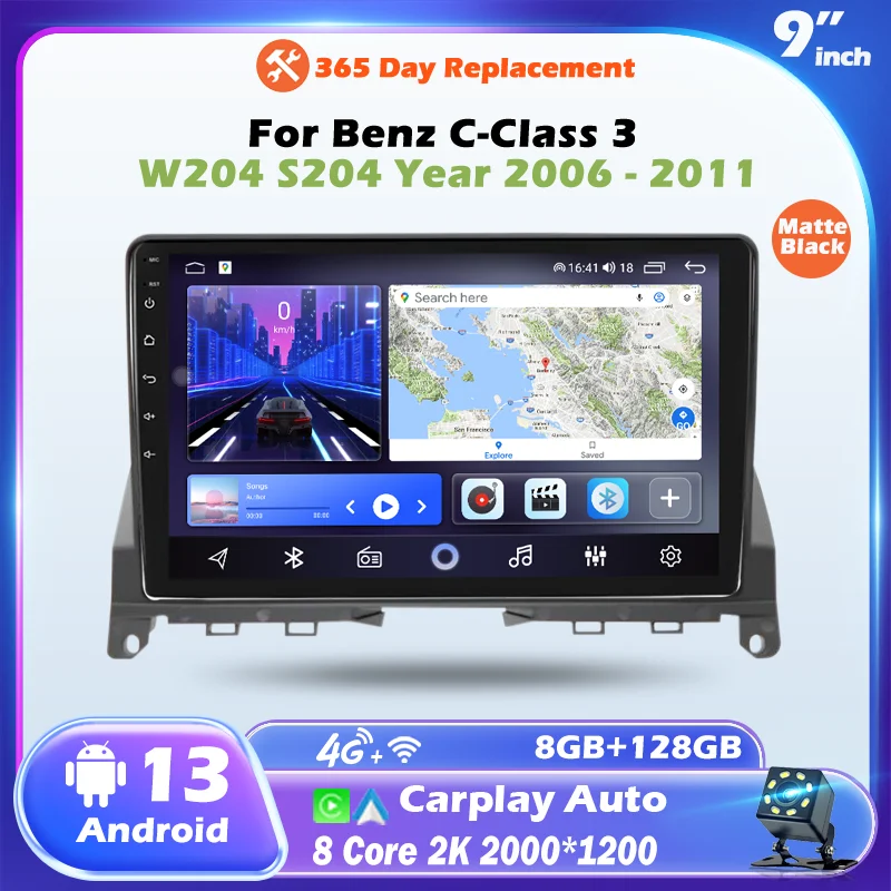 

Android Car Radio Multimedia Player For Benz C-Class 3 W204 S204 Year 2006 - 2011 GPS Navigation Stereo Carplay Auto Radio Unit