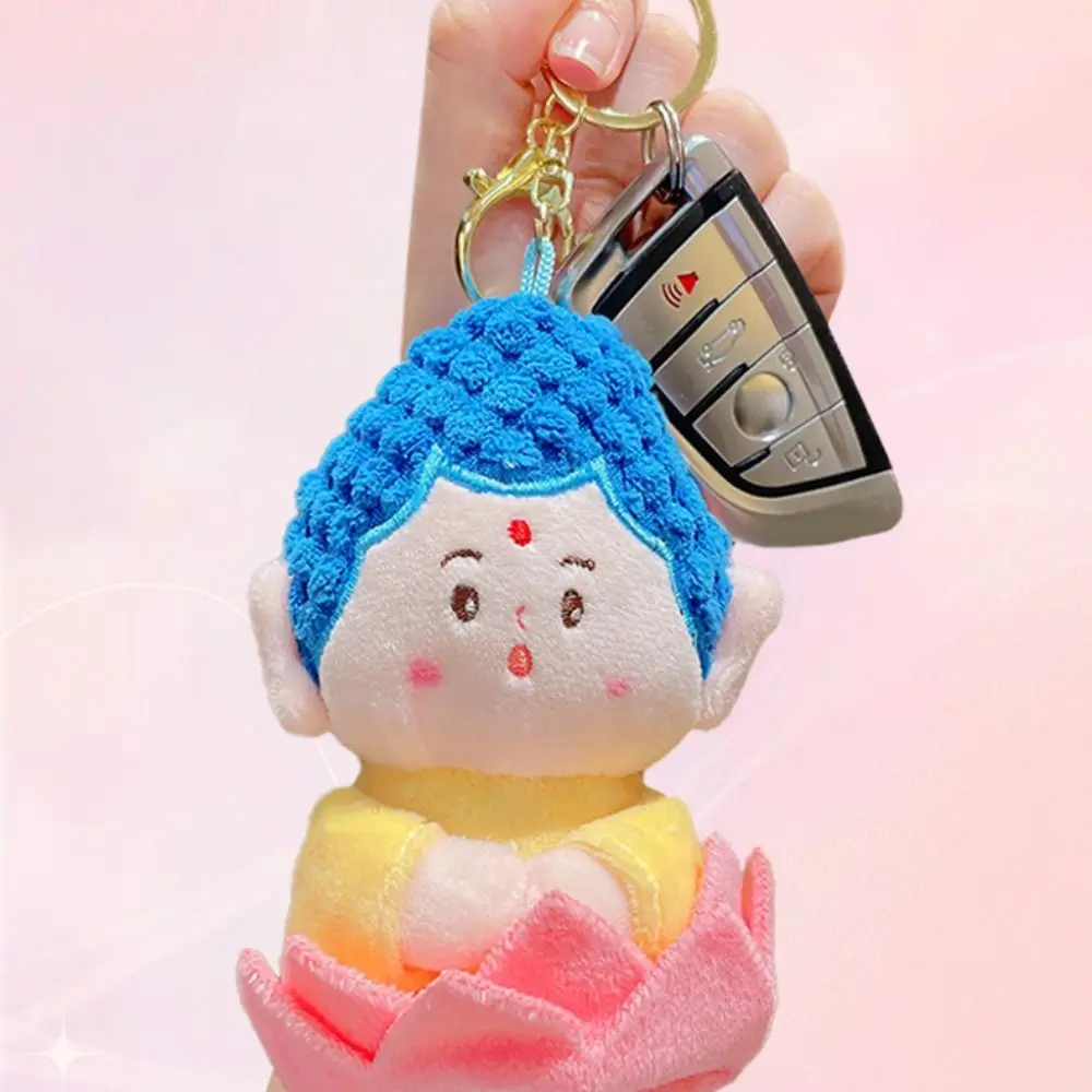 Bodhisattva Buddha Plush Keychain Charm Ornament Buddha Plush Pendant Cartoon Portable Cartoon Buddha Doll Car Keys Accessories