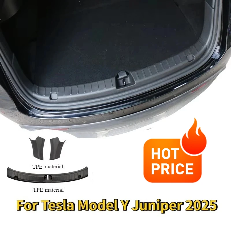 For Tesla Model Y Juniper 2025 Trunk Threshold Strip TPE Mats Sill Guard Rear Cargo Anti Scratch Protector Interior Accessories