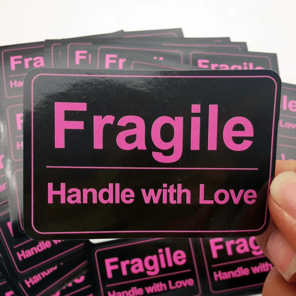 60 Pcs  Yellow Fragile Stickers for Shipping and Moving 
