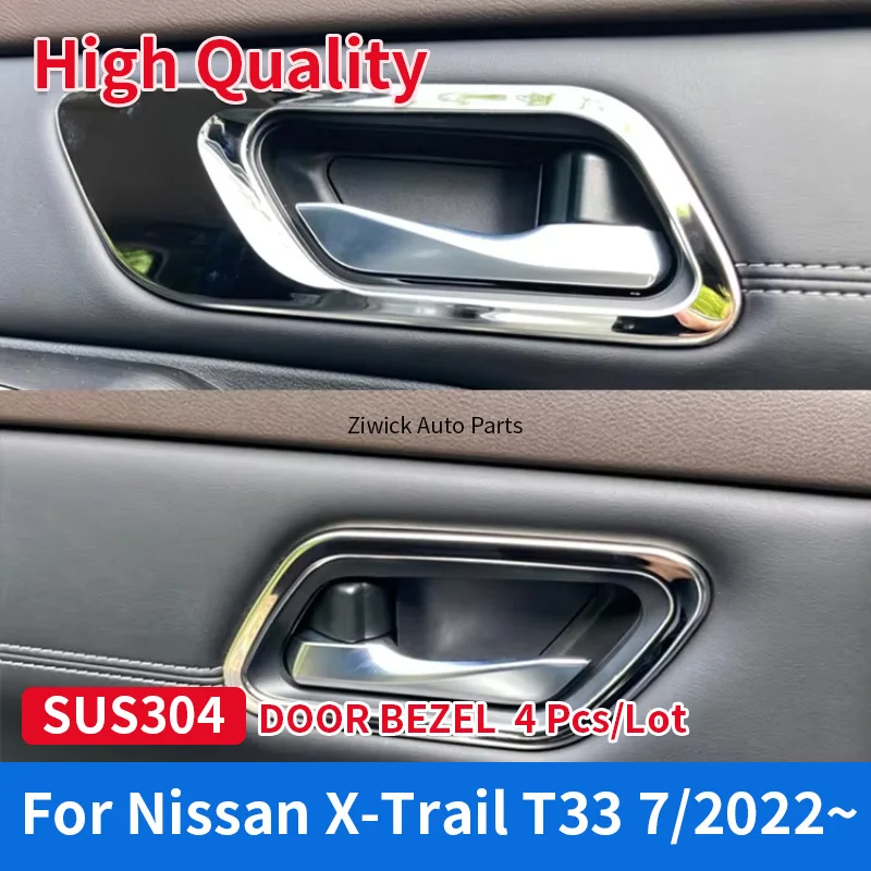 

High Quality Car Styling Stainless Steel Interior Passenger Door Handle Bezel Trim for Nissan X-Trail T337/2022 Accessories