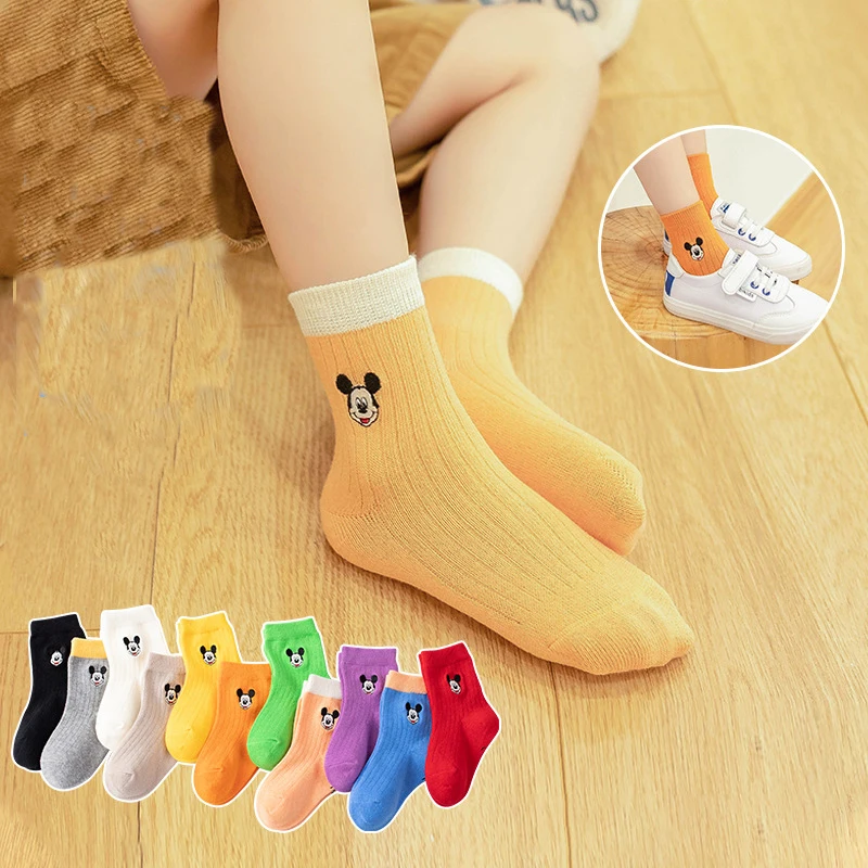 Disney Mickey Mouse Baby Socks Soft Cartoon Short Girls Boys Socks Cotton Absorbs Sweat Fashion Socks for Kids