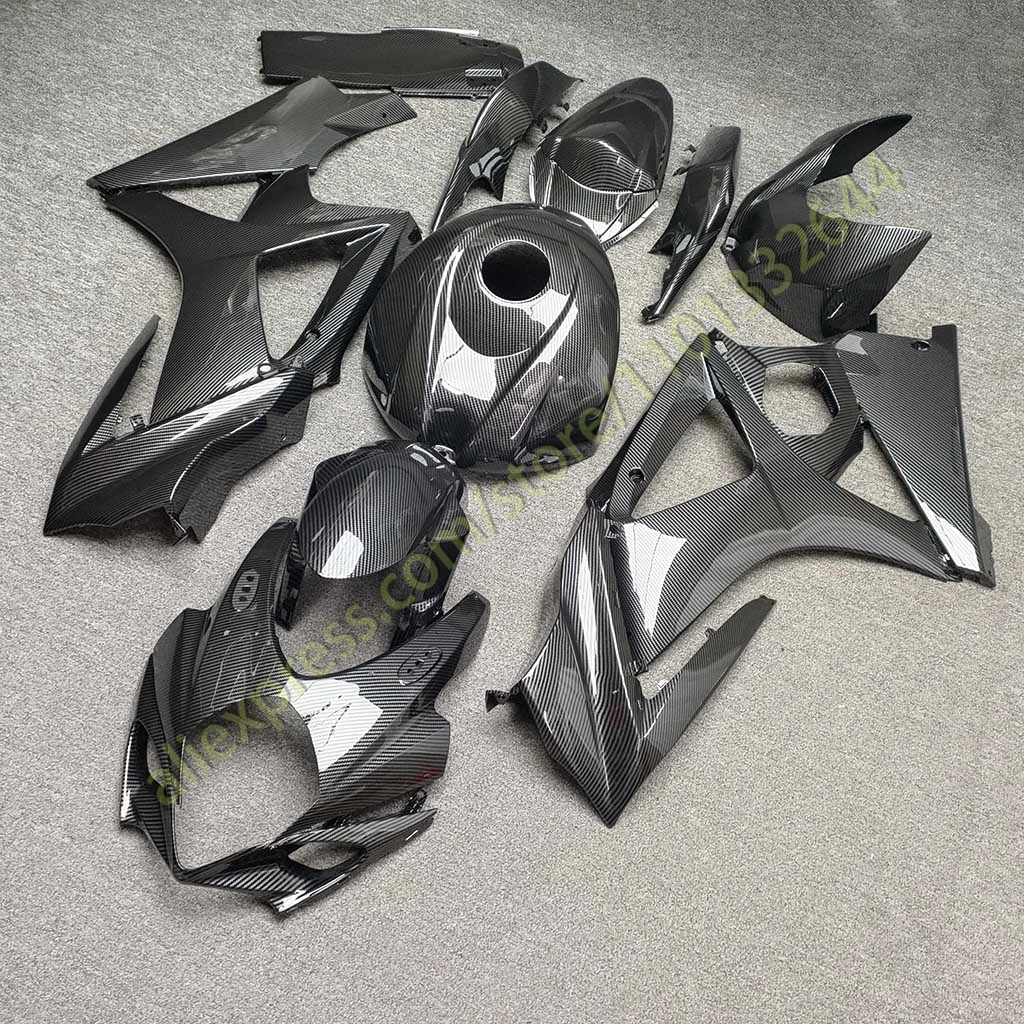 GSXR 1000 2007 2008 Black ABS Plastic Fairing Set for GSXR1000 07 08 Carbon Fibre Motorcycle Fairings Kit Sportbike