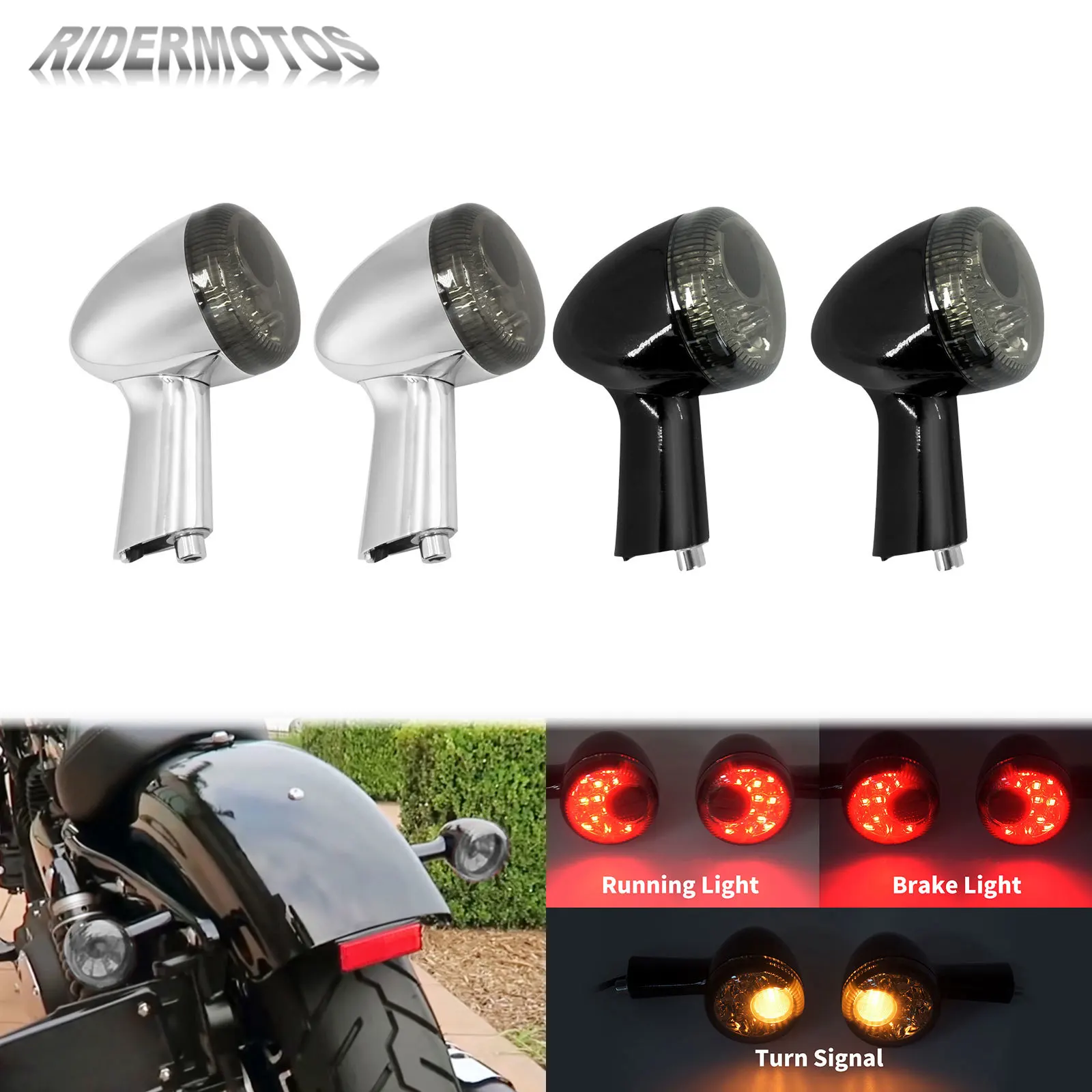 Motorcycle Indicator Rear Turn Signal Brake Light  For Harley Sportster XL883 XL1200 92-2022 LED Running Tail Lamp 2PCS Aluminum