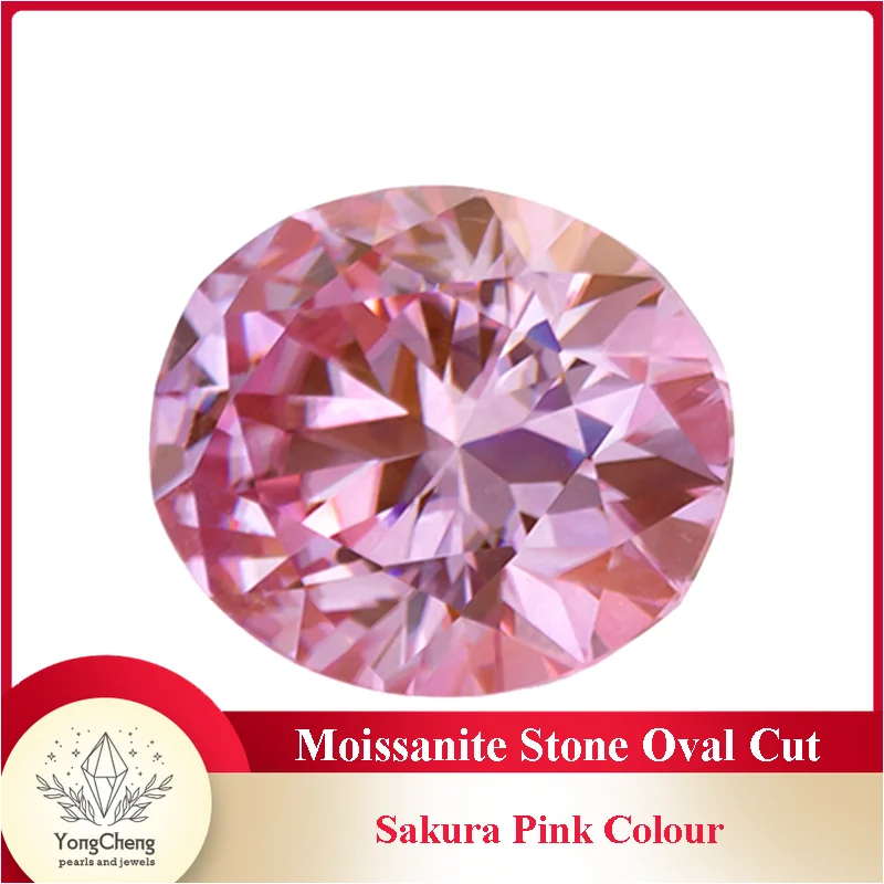 

Moissanite Stone Oval Cut Sakura Pink Colour Lab Created Synthetic Gemstone Passed Diamond Tester Comes with GRA Certificate