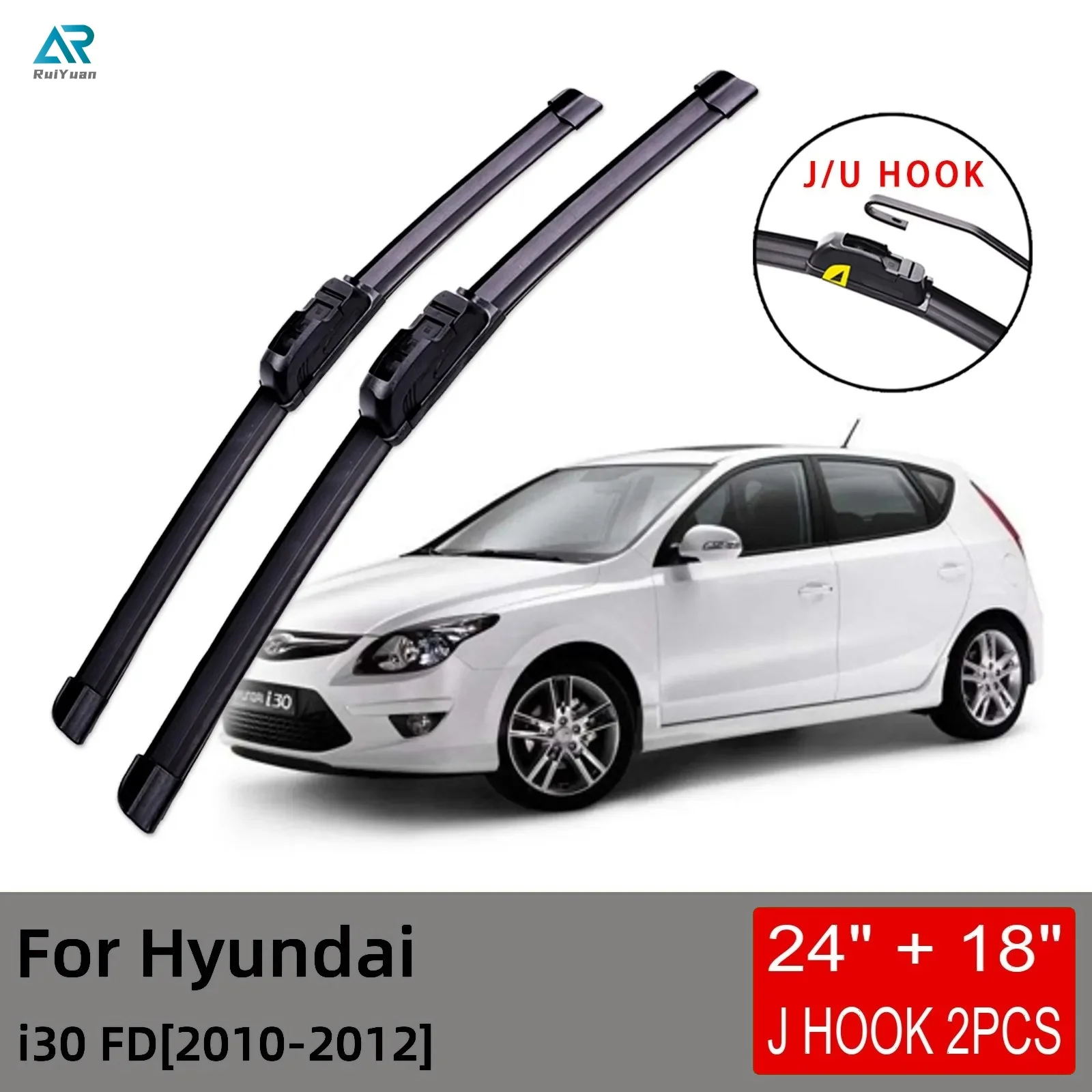 

For Hyundai i30 FD 2010 2011 2012 Front Wiper Blades Brushes Cutter Accessories U J Hook