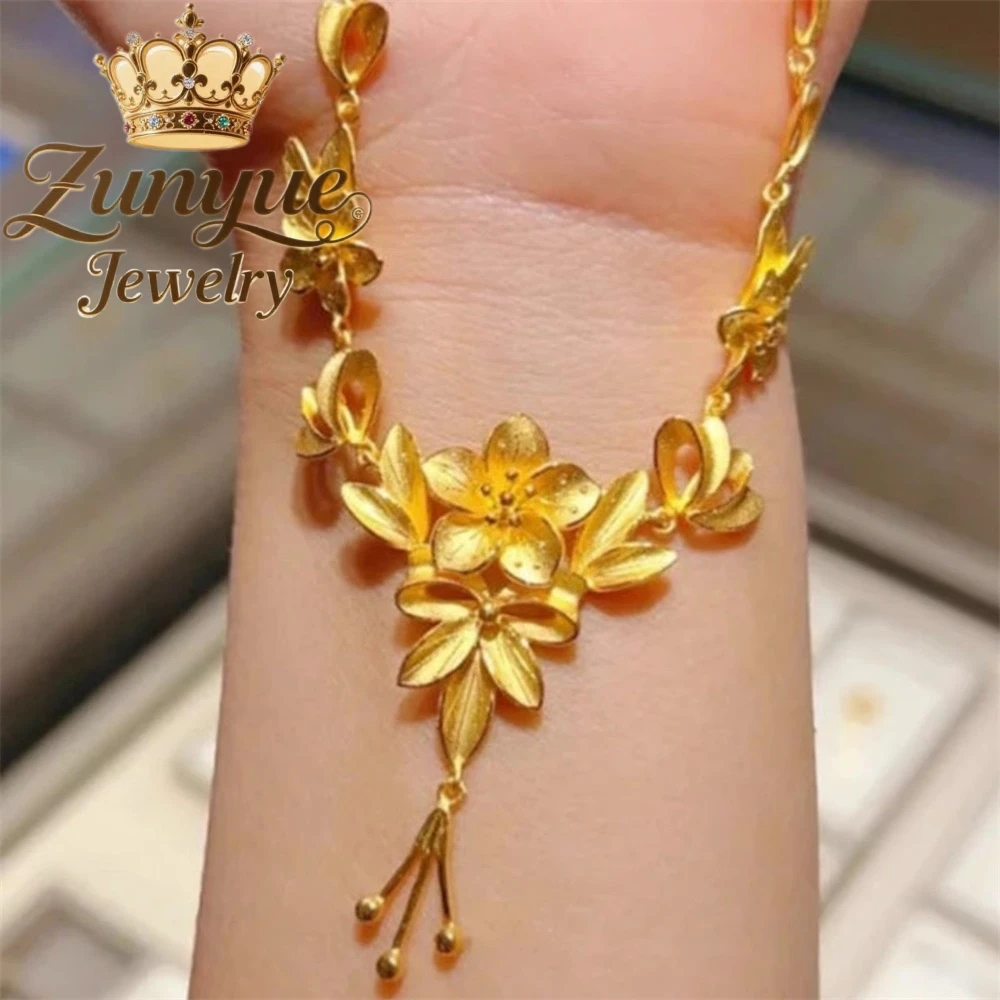 High-End Sand Gold Fringed Flower Necklace Luxury Quality Jewelry Best Selling Fashion Jewelry Exquisite Charms Popular Elegant