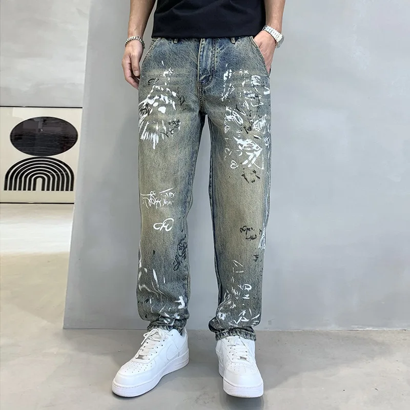 

Loose Dad Jeans fiti Cusizable Men's Women's Straight Leg Wide Leg Jeans American Vibe Trendy Brand Fkro Heart