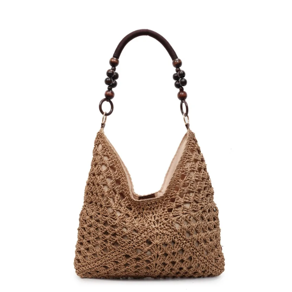 

Casual Hollow Out Straw Woven Bag Beach Handbag Tote Bag Bohemian Beach Bag Large Capacity Bucket Bag Hollow Shoulder Bag Summer