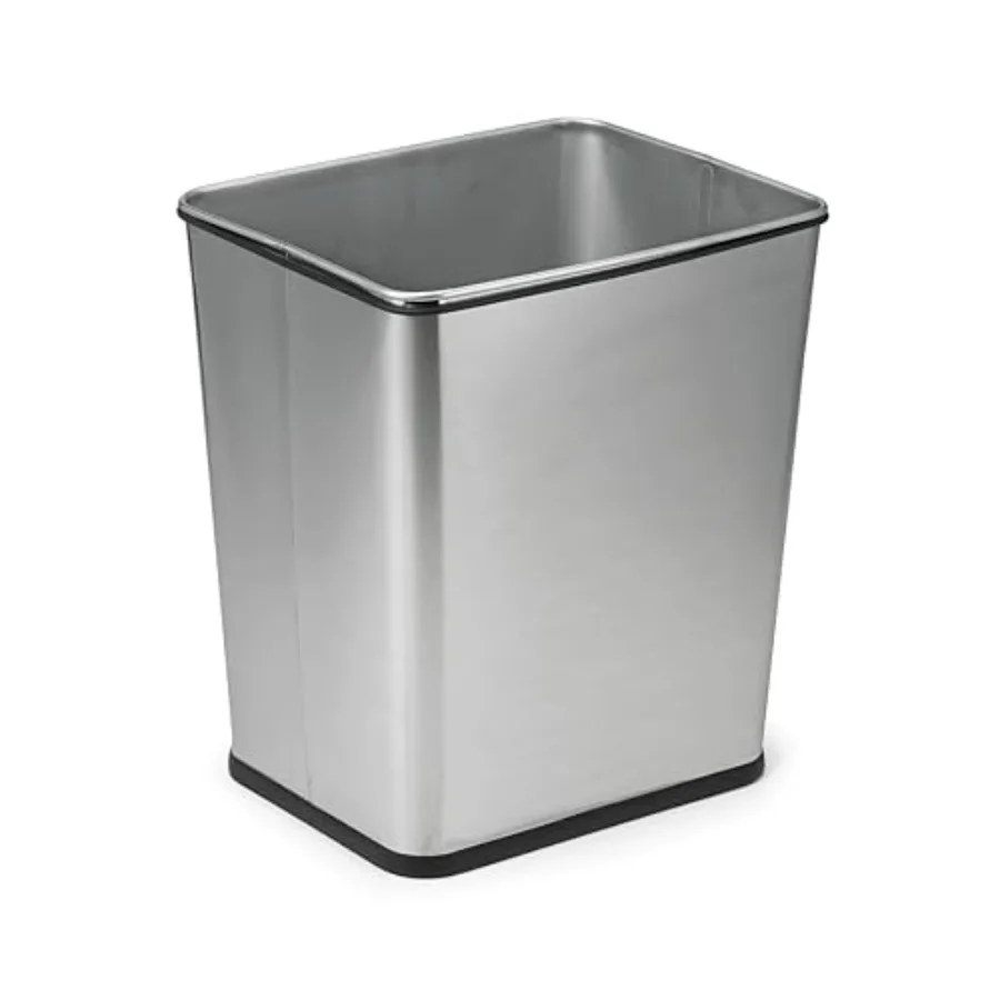 

7 Gallon Undersink No Skid Rubber Base Brushed Finish Trash Can 13.5" x 11" x 15.25"H