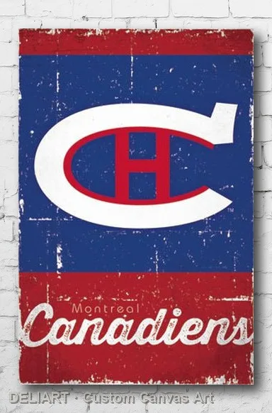 MONTREAL CANADIENS - RETRO LOGO Canvas Poster SHRINK WRAPPED NHL HOCKEY Custom Size Available Home Decor Room Decoration