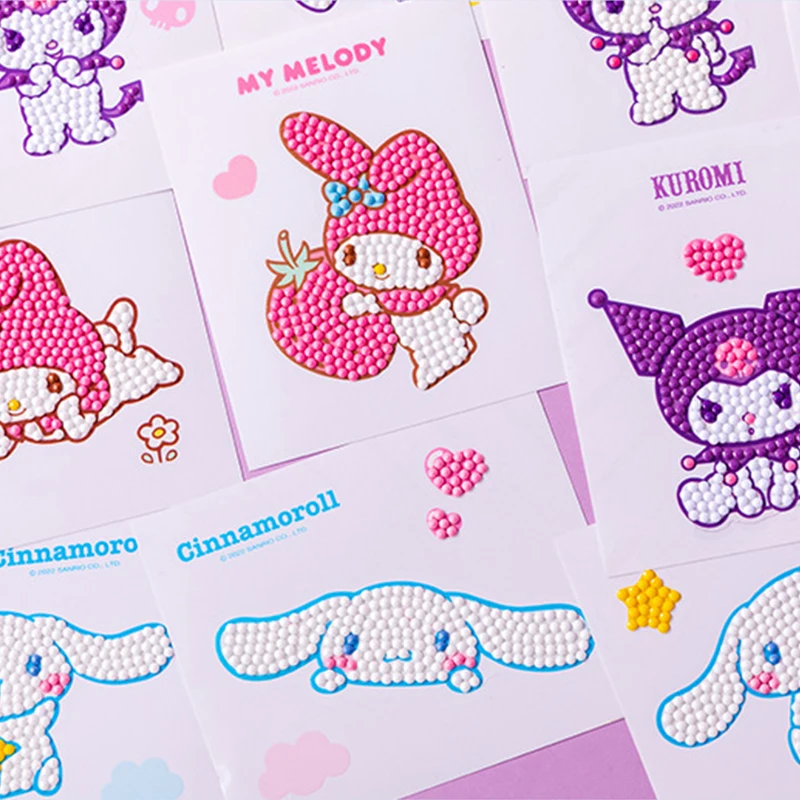 Sanrio Mymelody Kuromi Cinnamoroll Diamond Painting Kit Create 4 Stickers DIY Arts Crafts Diamond Painting by Numbers Toys Gift