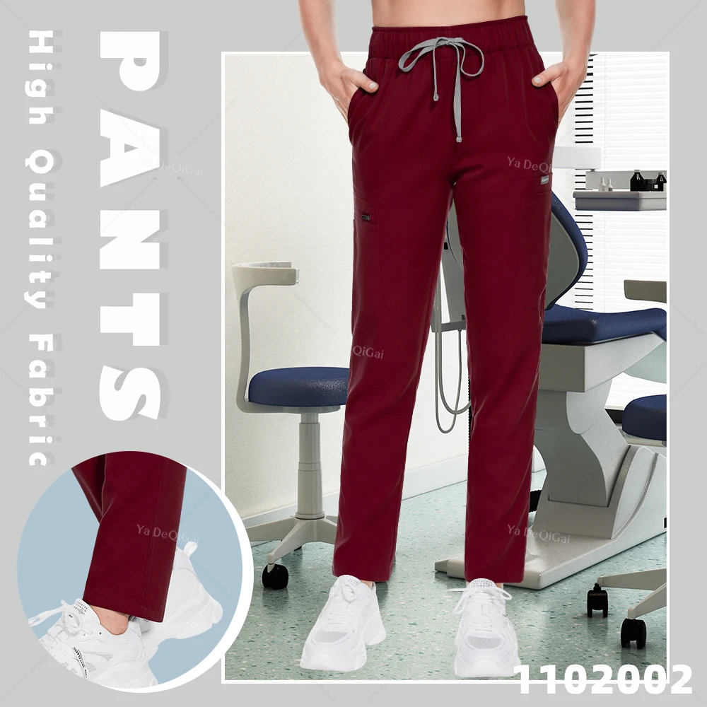 8 Pockets Work Solid Color Scrubs Uniforms Bottoms Dentistry Clinic Surgical Trousers Unisex Doctor Nursing Medical Pants