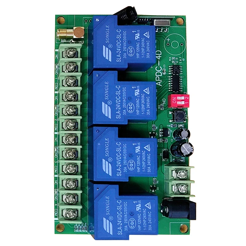 DC 12V 24V 4채널 30A RF 무선 리모컨 스위치 무선 수신기 2000M 장거리 리모컨 석션 안테나
