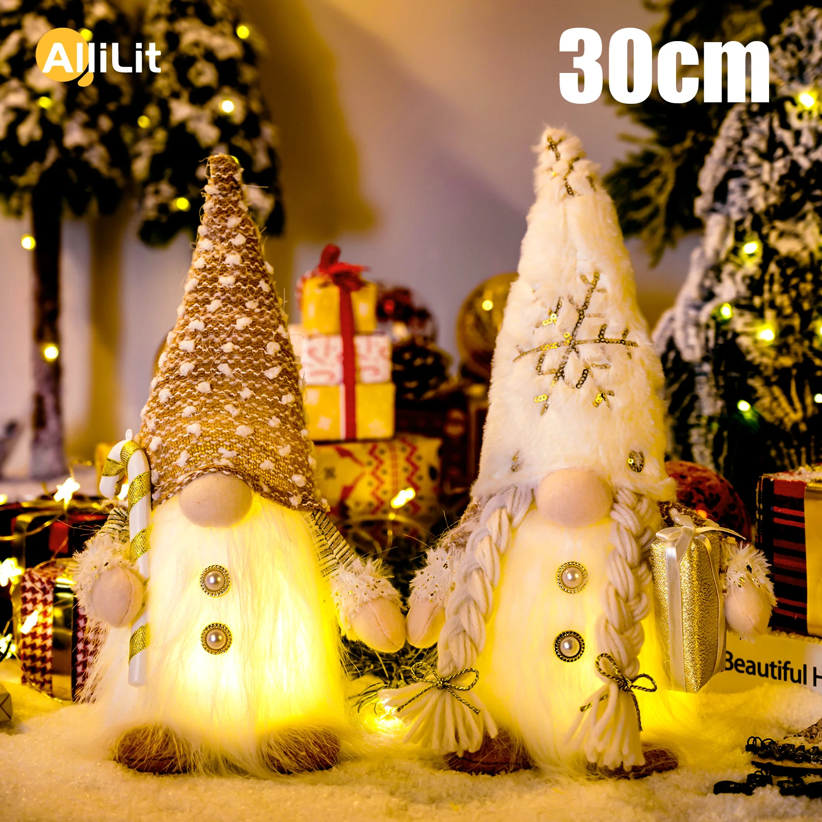 Gnomo brillante, muñeco sin rostro de Navidad, decoraciones de árbol de 30cm, luz nocturna 2025, regalo de Navidad, decoración del hogar de Año Nuevo 2023