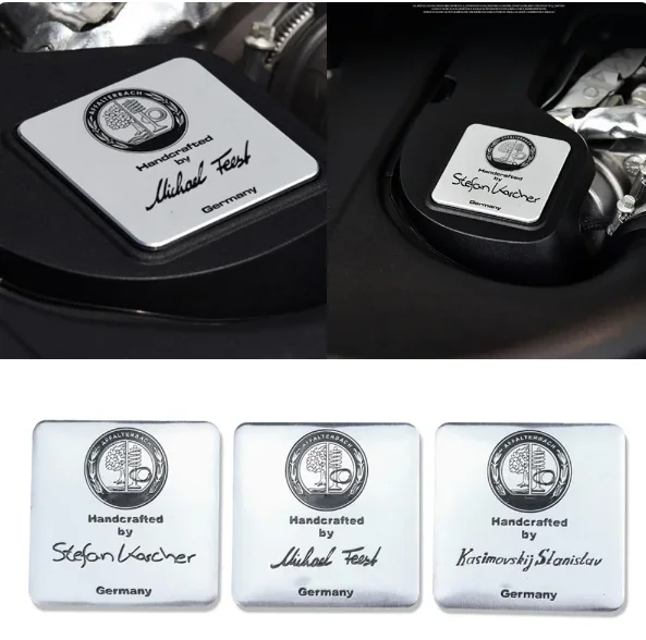 Emblema etichetta argento per adesivo AMG adesivo motore AFFALTERBACH AMG adesivo interno AMG per Mercedes Benz classe A/C/E/S/G 65mm