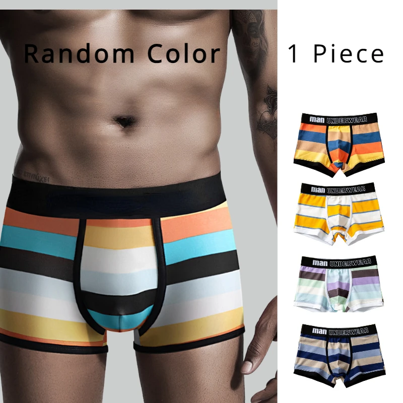 Radom 1pc Men Boxer Men Underpants Brand Luxury Cotton Youth Sports Underwear Man Personality Men\'s Stripes Boxers Intimate