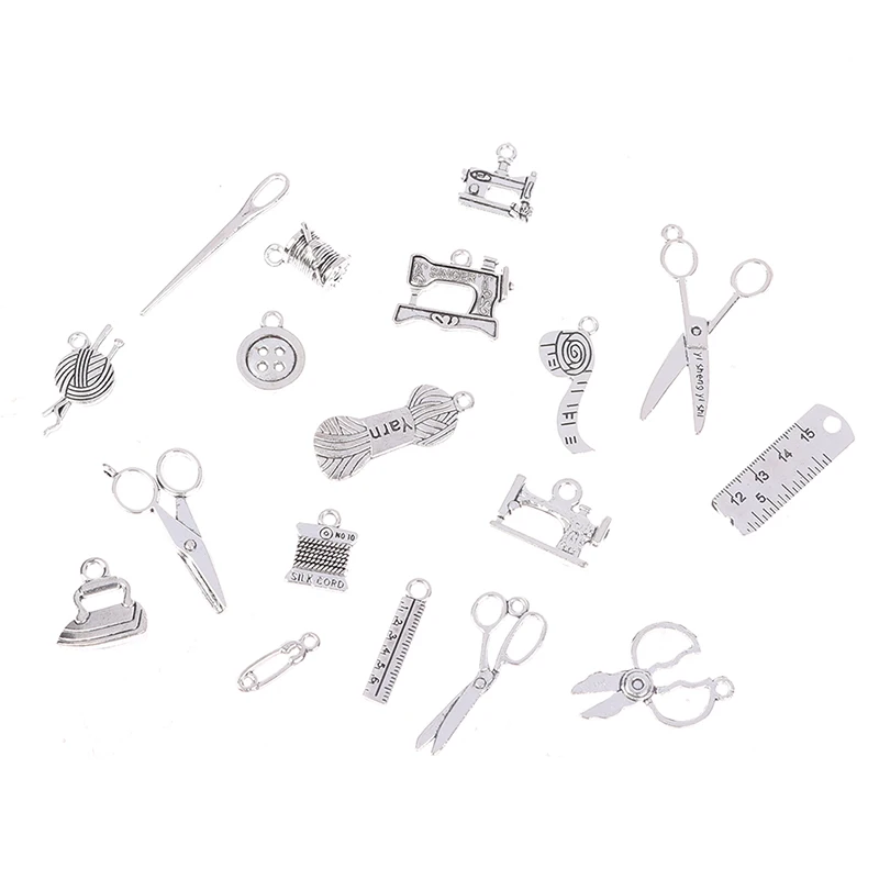 18Pcs/set Sewing Craft Accessories Charms Pendants DIY Jewelry Making Necklace Earrings Personality Handmade Alloy Materials