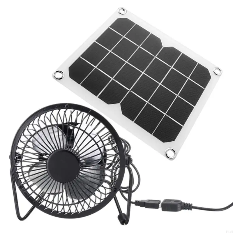 Foldable Solars Powered Double Fan For Ventilation In Coops Greenhouses Sheds With Waterproofed And High Airflows Capacity P9YB