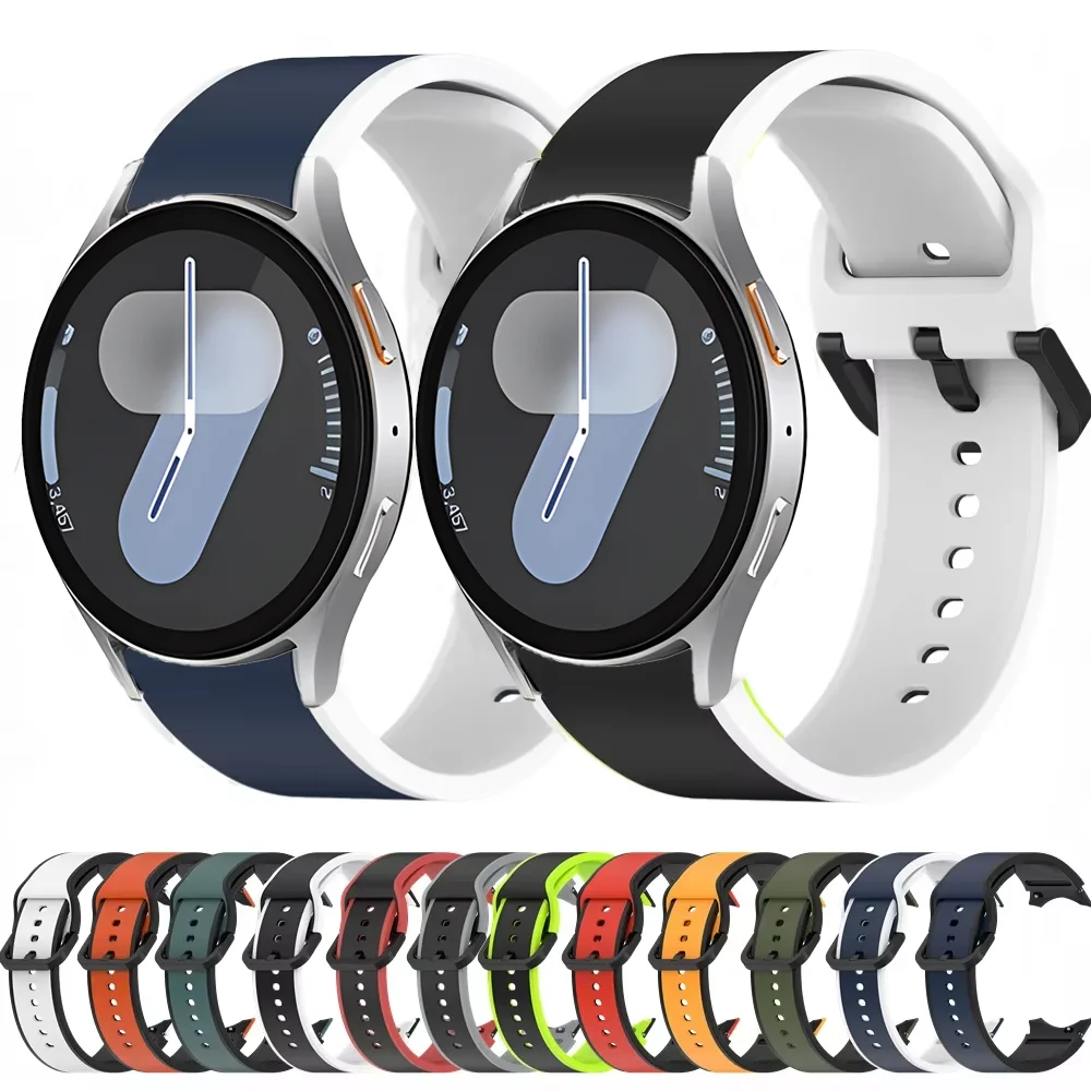 Silikonarmband für Samsung Galaxy Watch 5/4/6/7 40 mm 44 mm Pro 45 mm Sport zweifarbiges Armband Armband Watch 6 Classic 47 mm 43 mm