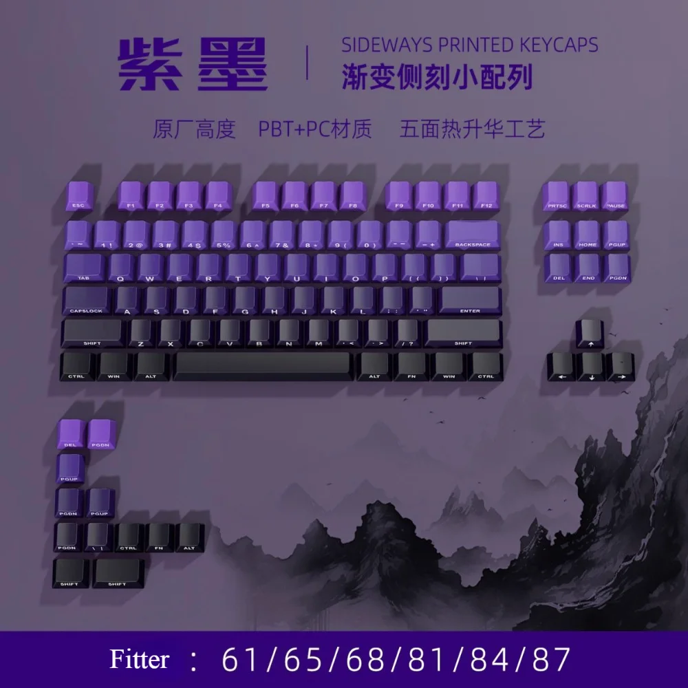 

Personalized Gradient Color Side Engraved Translucent Keycaps Cherry PBT 101 Keys for 60/75/87 Mechanical Keyboard Keycaps