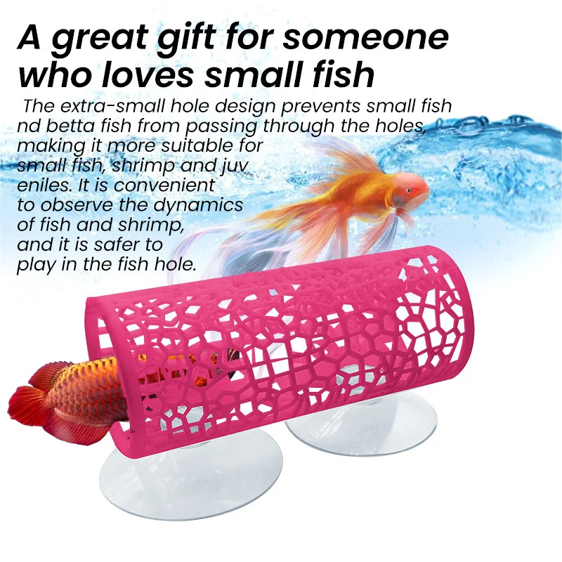 ปลา Hideout Resting Tube เตียงปลาอุโมงค์ขนาดเล็ก Hollow Fish Hideout Resting หลอดดูดถ้วยสําหรับปลา Aquarium