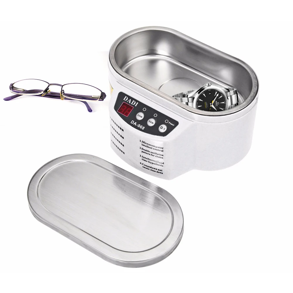 600ML Exquisite Stainless Steel Ultrasonic Cleaner Digital Ultrasound Wave Washing Unit for Jewelry Glasses (with Steel Lid)