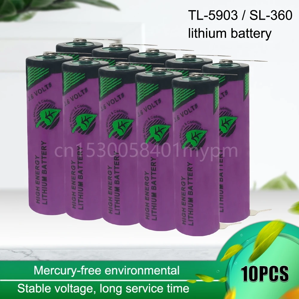 10PCS Original AA TL-5903 3.6V ER14500 ER14505 PLC Lithium Battery with Pins Replace SL-360 SL-760 for PLC CNC Machine Tools