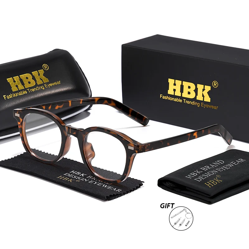 

HBK Men's Business Reading Glasses with High-Quality Classic Square Frame Women Daily Anti Blue Light Computer Optical Glasses