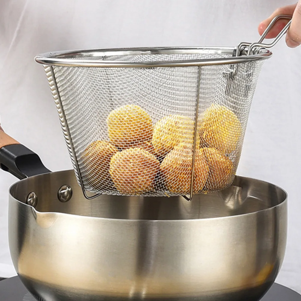 

2Pcs Stainless Steel Frying Baskets Durable And HeatResistant For Professional Use Silver