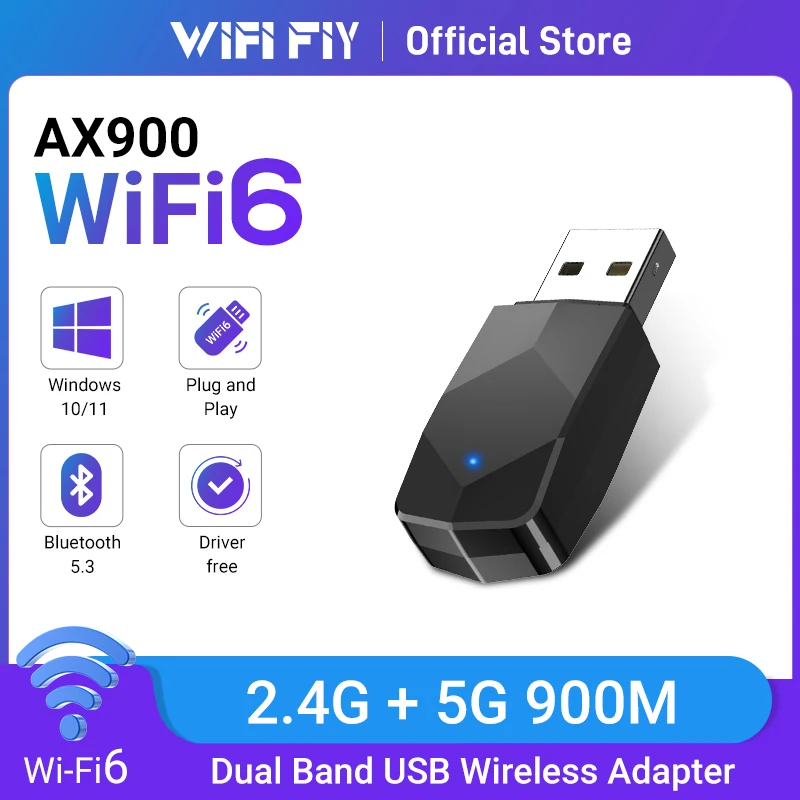 

AX900 USB WiFi 6 Bluetooth 5.3 Adapter 2in1 Dongle Dual Band 2.4G&5GHz USB WiFi Network Wireless Wlan Receiver DRIVER FREE