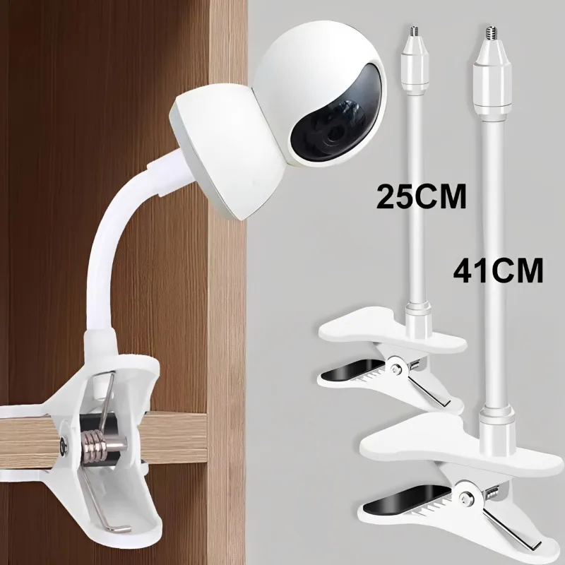 Protable Flexible Camera Clamp Mount Baby Monitor Camera Holder Stand Webcam Monitor Punch-free Bendable Bracket Base with Clip