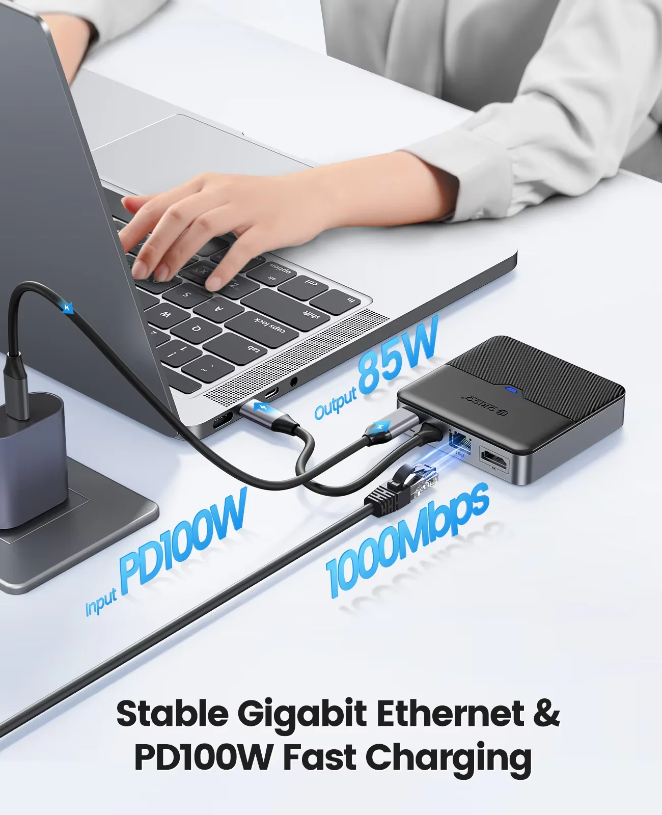 ORICO Type C Docking Station USB 3.0 HUB 4K60Hz HDMI-compatible RJ45 PD Adapter for Macbook iPad Air M1 PC Accessories Splitter