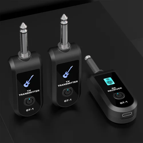 Imagen 1 del producto Receptor y transmisor de Audio inalámbrico para guitarra, 2,4G, con sonido preciso, sistema de guitarra Digital recargable para instrumentos eléctricos
