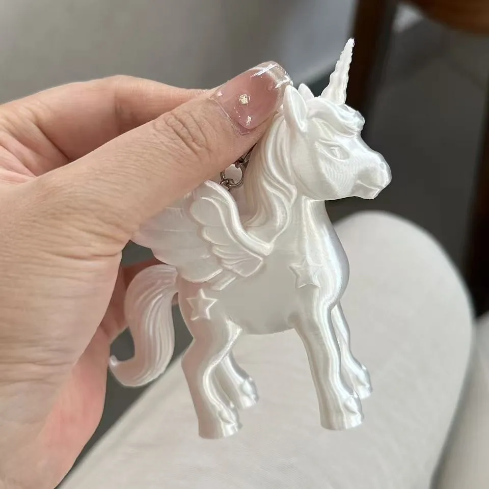 Unicorn Horse Ornament High‑Appearance 3D Printed PLA Flying Horse Pendant Girls Bag Charm Desktop