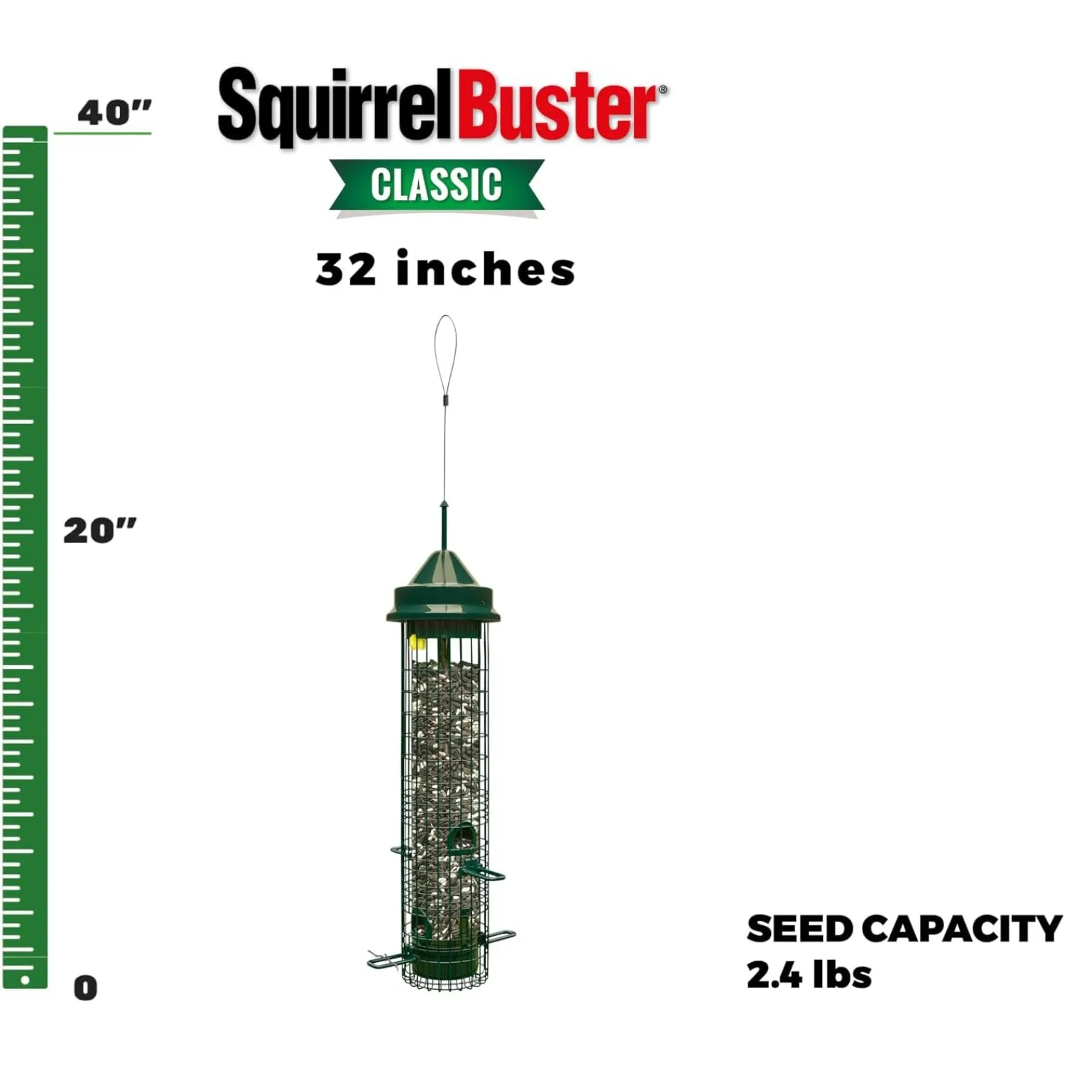 Classic Squirrel-proof Bird Feeder w/4 Feeding Ports, 2.4-pound Seed Capacity