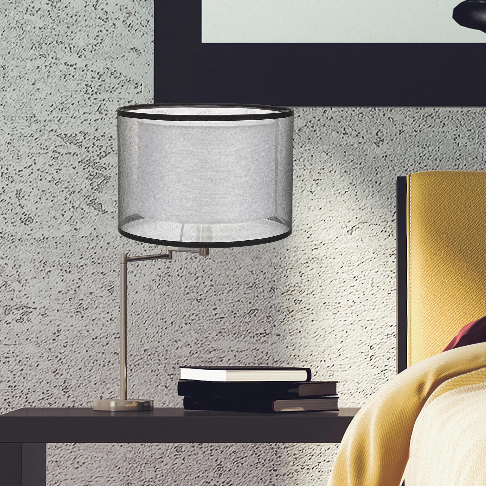 

Double Layer Fabric Lampshade 25CMX18CM Black Light Cover Bedroom Living Room Office Hotel Table Lamp Shade Pendant Lighting